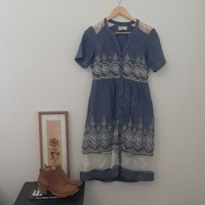 Anthropologie moulinette soeurs embroidered dress